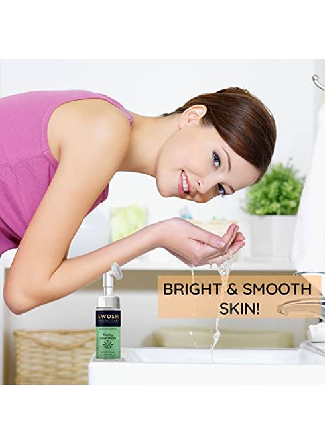 SWOSH Aloe Vera & Neem Foaming Face Wash For Pimple Prone & Oily Skin No Parabens Sulphate Silicones & Color (with Builtin Face Brush) 100 ml - Image 5