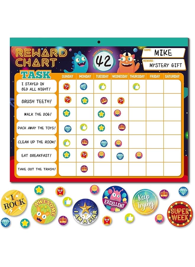 erorex Reward Chart For Kids Magnetic Chore Chart Behavior Chart With 26 Chore Charts Behavior Chart For Kids At Home With 2280 Stickers Responsibility Chart For Boys Toddlers - Image 1