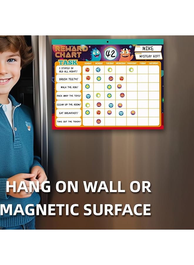 erorex Reward Chart For Kids Magnetic Chore Chart Behavior Chart With 26 Chore Charts Behavior Chart For Kids At Home With 2280 Stickers Responsibility Chart For Boys Toddlers - Image 5