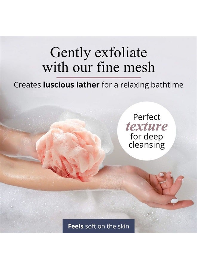 MainBasics Bath Shower Loofah Sponge Pouf Body Wash Scrubber (Set of 3) (Earthy Love) - Image 3