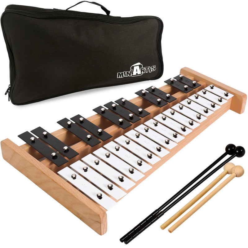 MINIARTIS Glockenspiel Xylophone | Full Size Glockenspiel Xylophone 27 Note Metal Keys for Adults & Kids | Percussion Musical Instrument Includes 2 Wooden Beaters and Carry Case - Image 1