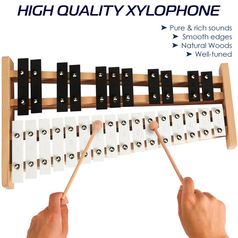 MINIARTIS Glockenspiel Xylophone | Full Size Glockenspiel Xylophone 27 Note Metal Keys for Adults & Kids | Percussion Musical Instrument Includes 2 Wooden Beaters and Carry Case - Image 5