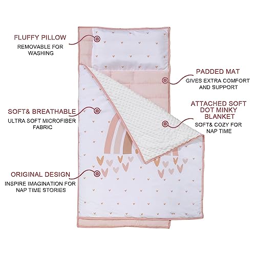 Cokouchyi Extra Large Toddler Nap mat by Cokouchyi Toddler Sleeping Bag with Removable Pillow Measures 53 x 21 x 15 Inches Sleeping Mat for Girls Ideal for Daycare and Preschool Kindergarten Rainbow - Image 5