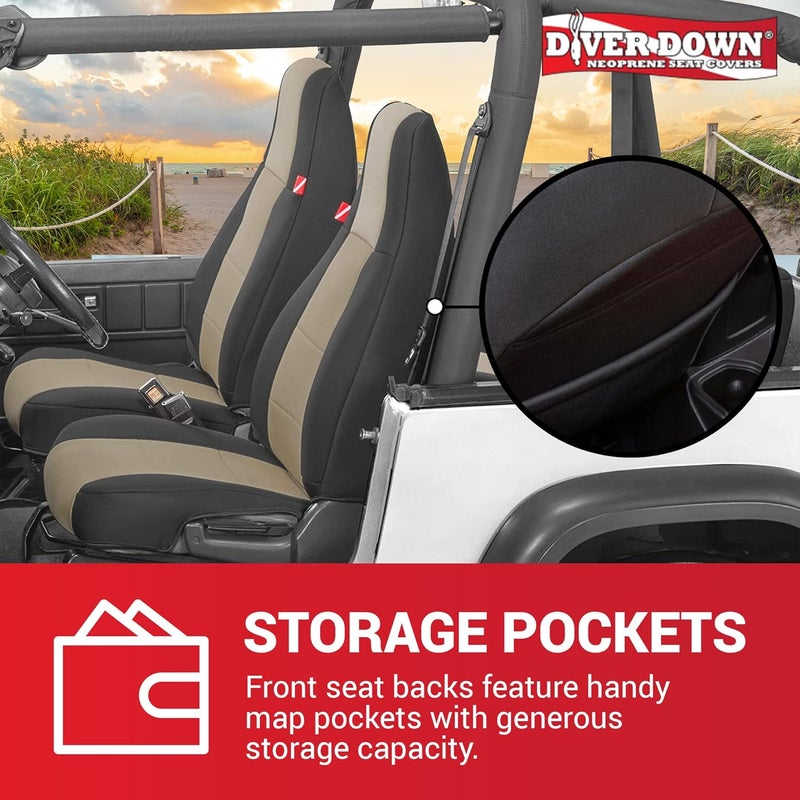 Diver Down Front and Rear Neoprene Seat Cover Set, Grey - Custom Fit for Jeep Wrangler YJ 1991 - Image 4