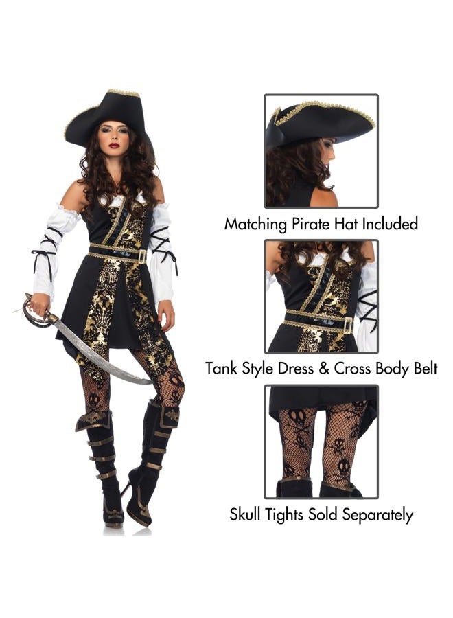 Leg Avenue Women's Black Sea Buccaneer Costume, Black/Gold, Medium - Image 2