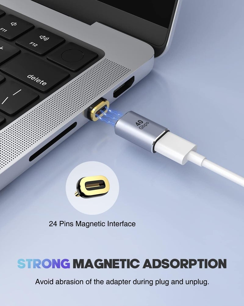 DuHeSin USB C Magnetic Adapter, 2 Pack Magnetic USB C Adapter with PD 100W Fast Charge USB 4 40Gbps 8K 60Hz for Thunderbolt 3/4, MacBook Pro/Air/ROG Ally/Steam Deck/PS5 PSVR 2, Straight AE-01105TC - Image 3
