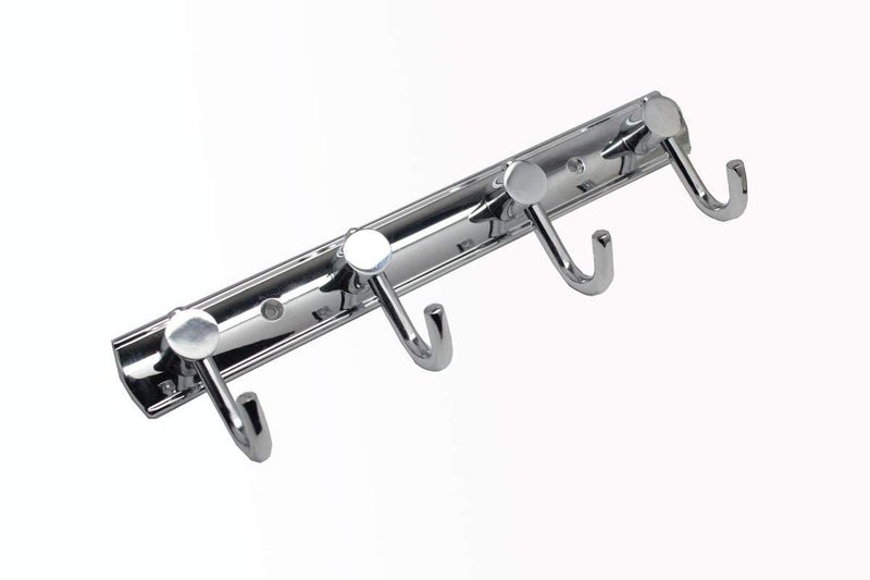 HYDERON Premium 4 Pin Chrome/Glossy Cloth Hanger, Wall Door Hooks Rail for Hanging Clothes, Bathroom Towel Hook Set. (GT - 902)