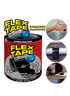 FLEX TAPE Flex Tape Black Flexible Sealing Adhesive Tape 4"x5' Rubber Waterproof Strong Black 