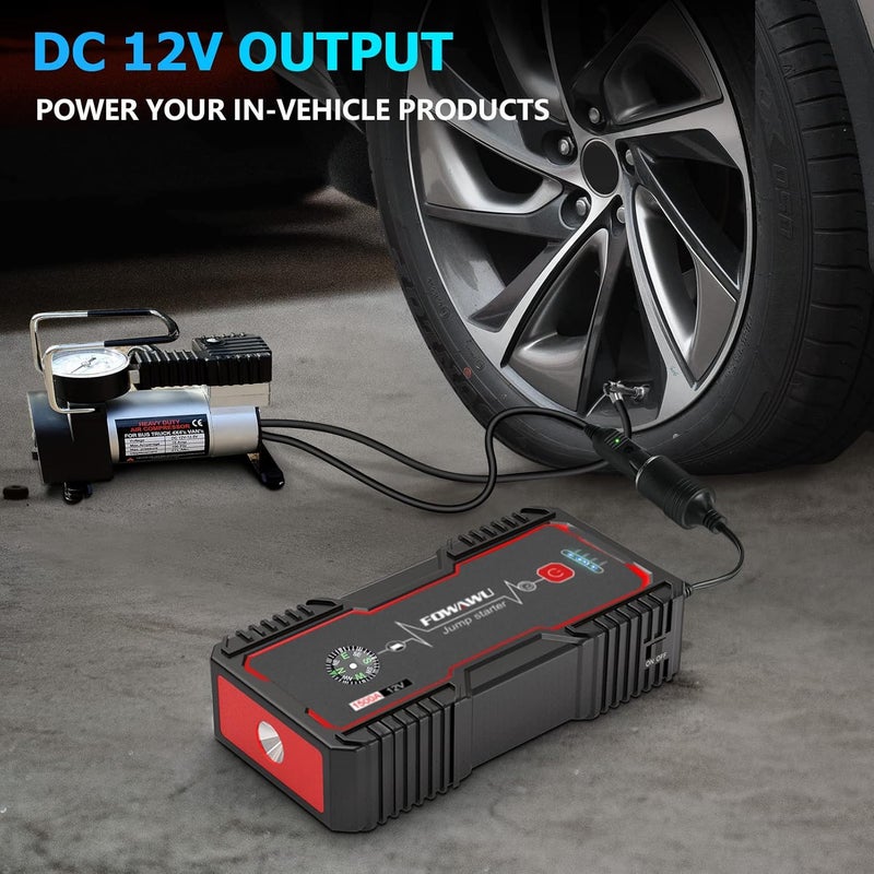 FOWAWU 18000mAH 1500A Car Jump Starter,Water-Resistant Jump Starter Battery Pack(7.0L Gas,5.5L Diesel) ,Battery Jumper Starter Portable with USB/DC 12V/LED Light - Image 3