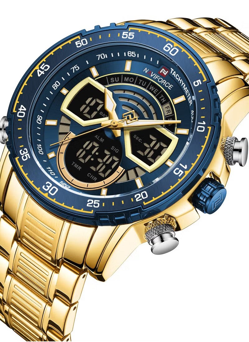 NAVIFORCE - Men's Analog+Digital Round Shape Stainless Steel Wrist Watch NF9189 G/BE - 46 Mm - Image 1