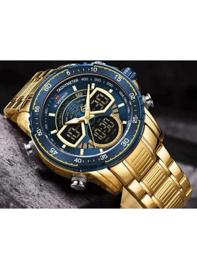 NAVIFORCE - Men's Analog+Digital Round Shape Stainless Steel Wrist Watch NF9189 G/BE - 46 Mm - Image 1