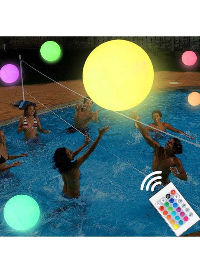 إيروريكس كرة شاطئ مضيئة بإضاءة ليد 16 لونًا، كرة مضيئة بإضاءة ليد 16 بوصة، مع جهاز تحكم عن بعد، تتوهج في الظلام، ديكورات حفلات السباحة والحديقة المنزلية، قطعة واحدة - Image 1