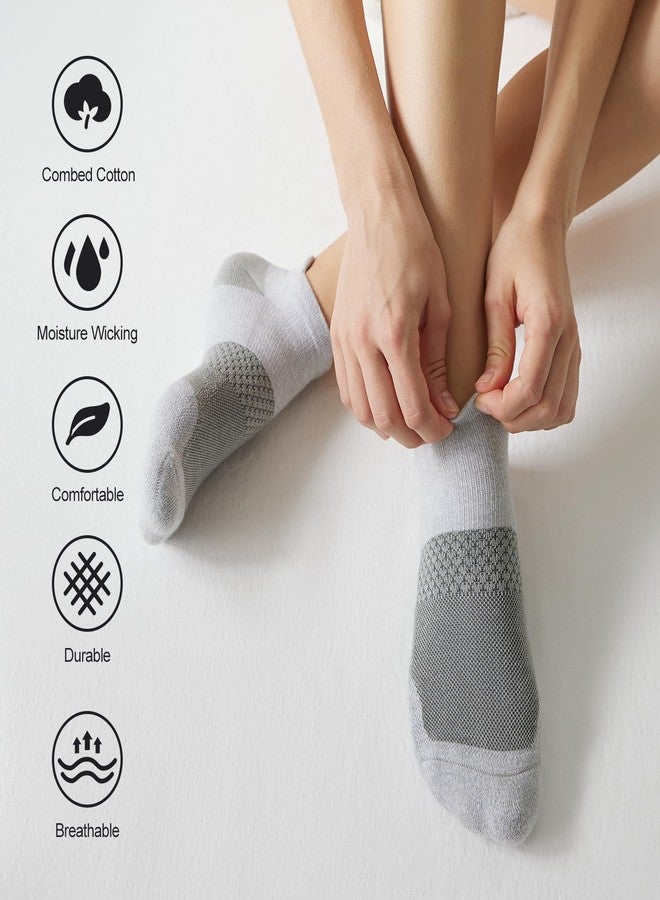 CS CELERSPORT 5 Pairs Women's Ankle Running Socks Cushioned Athletic Sport Socks with Tab, Morandi, Medium - Image 3