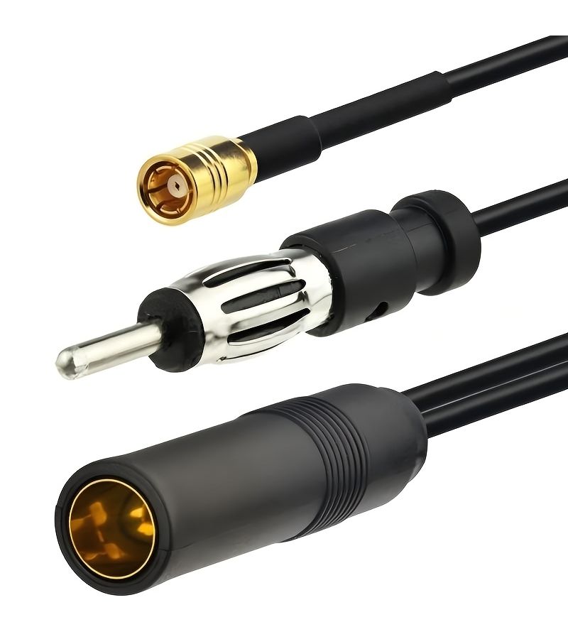 Black 1 To 2 Car Radio Antenna Splitter Din To Din And SMA Adapter For Fm AM DAB Signal - Image 4