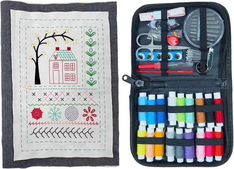 طقم تطريز الكتان للمبتدئين مع دليل إنجليزي 7.1 × 9.8 بوصة - Image 2