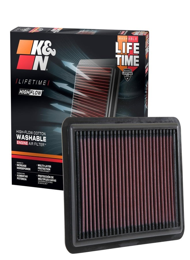 K&N High-Flow Original Lifetime Engine Air Filter: Increase Power: Washable: Compatible with 2017-2025 HYUNDIA/KIA: Elantra, I30, Kona, Veloster, Cerato, Forte, ProCeed, Seltos, Soul, Xceed, 33-5050 - Image 1