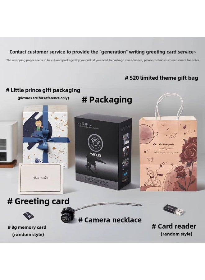 Mini Mini Small Camera Paraphernalia Photographable HD Pixel Student Party Campus Special Ccd Female-Color: Camera + Necklace + 8g Memory Card + Card Reader (can Be Transferred To Mobile Phones And Videos)  - Image 1