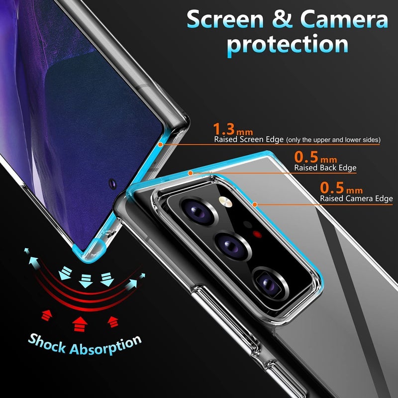 Nishtech غطاء خلفي شفاف هجين ناعم رفيع مضاد للغبار مع حماية الكاميرا لهاتف سامسونج جالاكسي نوت 20 ألترا متميز - Image 3