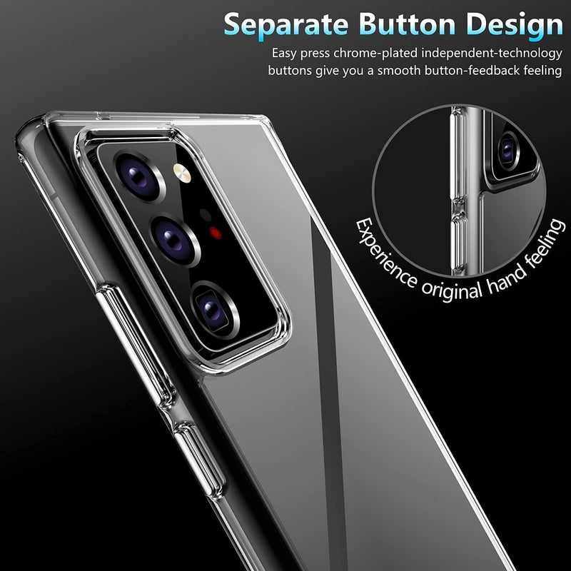 Nishtech غطاء خلفي شفاف هجين ناعم رفيع مضاد للغبار مع حماية الكاميرا لهاتف سامسونج جالاكسي نوت 20 ألترا متميز - Image 4