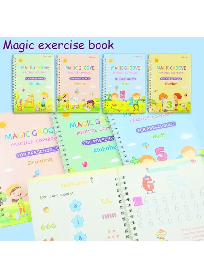 Magic Calligraphy Practice Books 4pcs with Pen Refills Writing Skill Improvement - Image 1