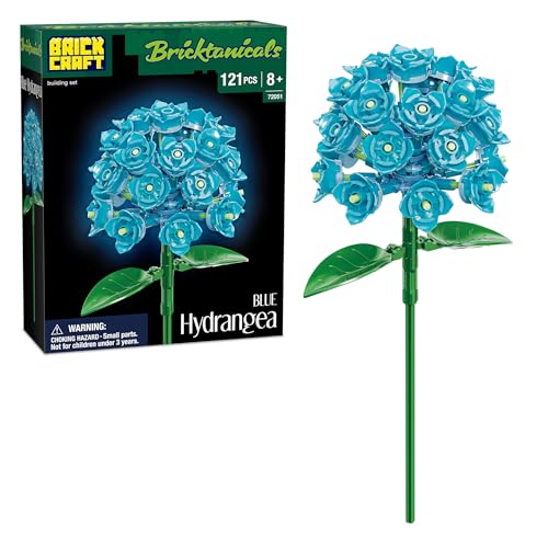 Brickcraft Bricktanicals Hydrangea Building Kit 121Piece Brick Flower Set Buildable Artificial Hydrangea Bouquet DIY Botanical Model for Adults Teens HomeOffice Decor Gift for Him Her - Image 1