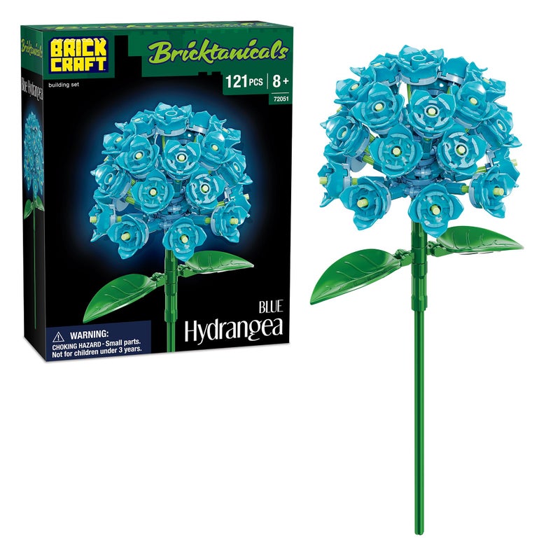 Brickcraft Bricktanicals Hydrangea Building Kit 121Piece Brick Flower Set Buildable Artificial Hydrangea Bouquet DIY Botanical Model for Adults Teens HomeOffice Decor Gift for Him Her - Image 3