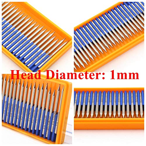 JINGLING Diamond Grinding Bits 1mm Spherical Head Carving Ball Bur Pack of 30Pcs - Image 2