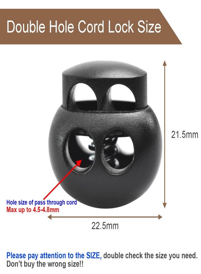 LongSLong 12 Pack Black Plastic Spring Stopper Cord Lock End Toggle Double Hole Fastener Slider Cord Rope DrawString Clip Toggles, Black 12pcs, S - Image 2