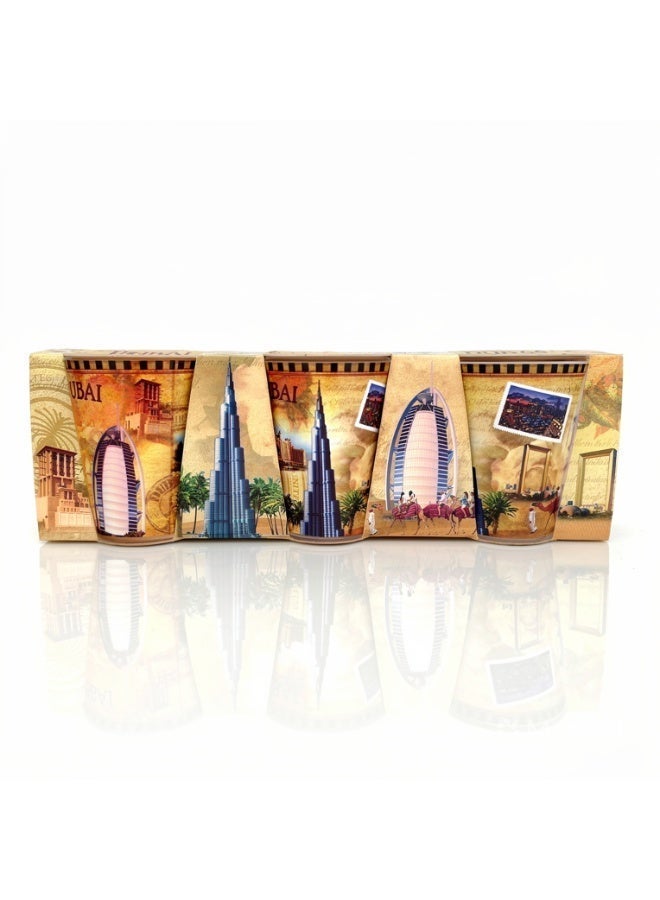 Souvenir Souq Dubai Souvenir Shot Glass Set of 3, Gold Vintage UAE Landmarks Cup with Burj Khalifa Burj Al Arab Atlantis, Gift Box - Image 4