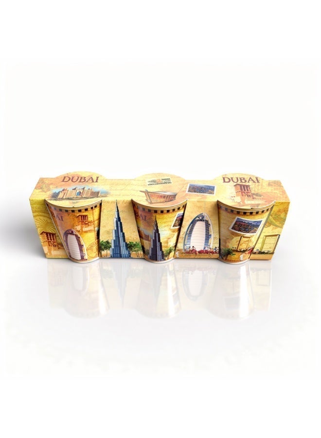 Souvenir Souq Dubai Souvenir Shot Glass Set of 3, Gold Vintage UAE Landmarks Cup with Burj Khalifa Burj Al Arab Atlantis, Gift Box - Image 5