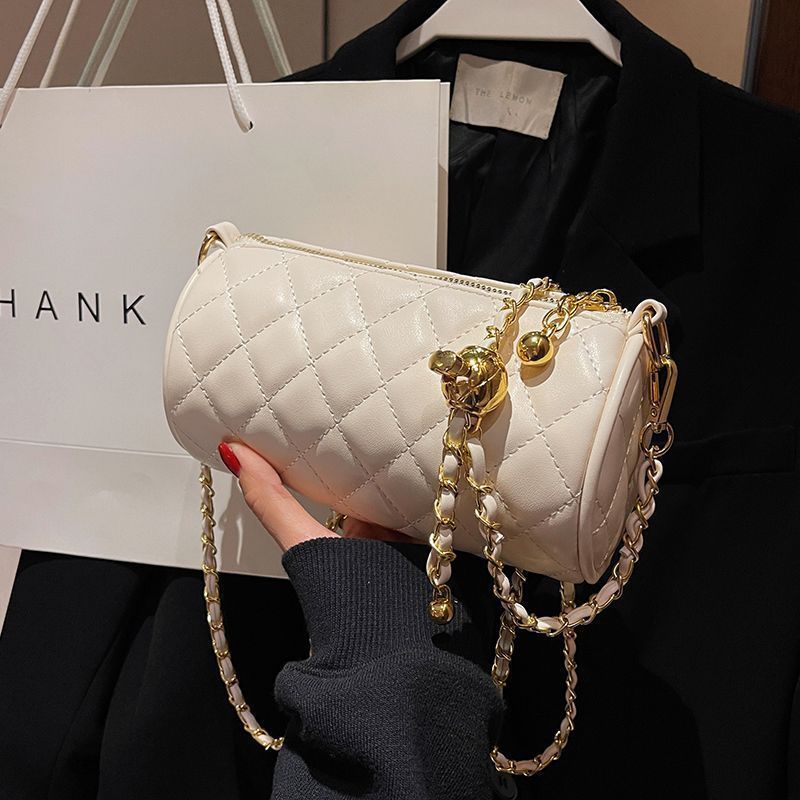 Western-Style Cylindrical Bag For Women, New Style, Versatile Cross-Body Shoulder Bag, Gold Ball Adjustable Chain Pillow Bag - Image 4