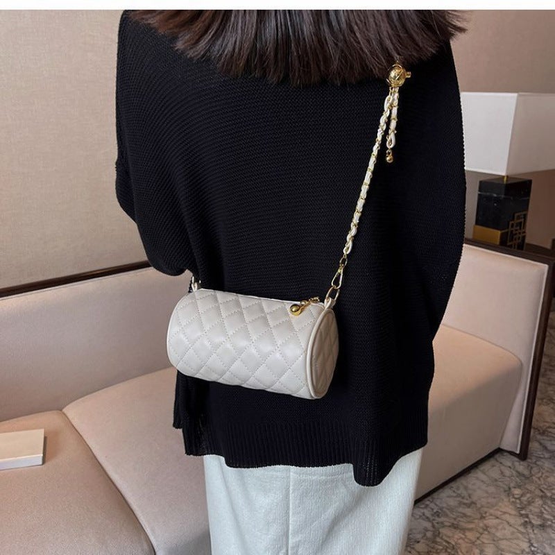 Western-Style Cylindrical Bag For Women, New Style, Versatile Cross-Body Shoulder Bag, Gold Ball Adjustable Chain Pillow Bag - Image 3