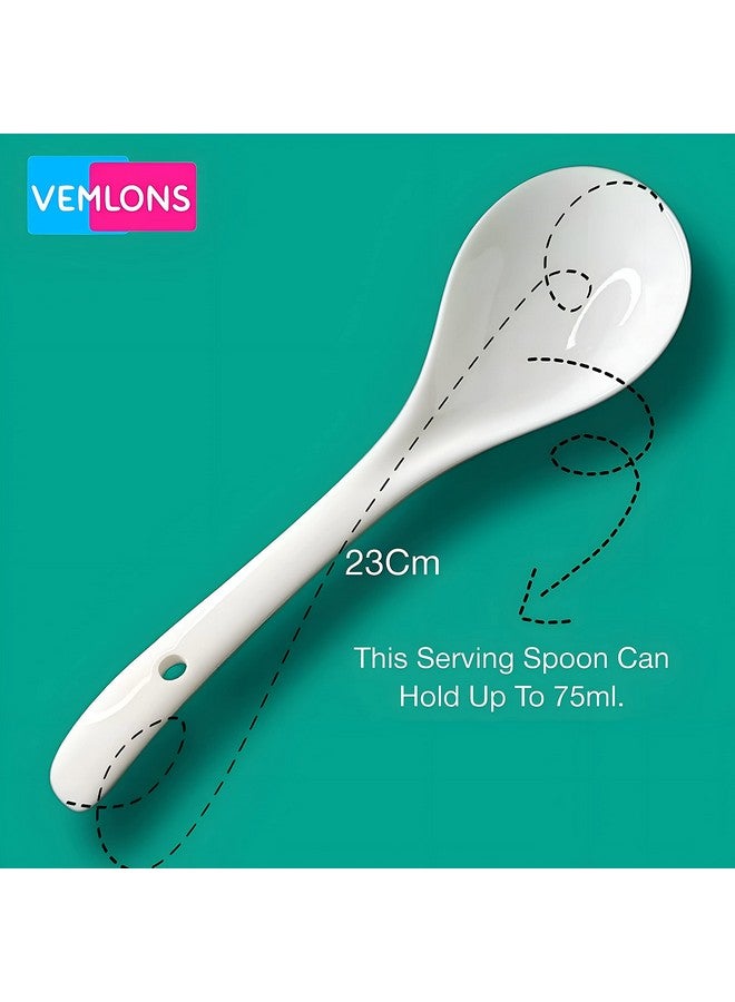 Vemlons Serving Spoon Long Handle Spoon Set, Ceramic Tableware Service Spoon (Set of 2 Pieces) - Image 4