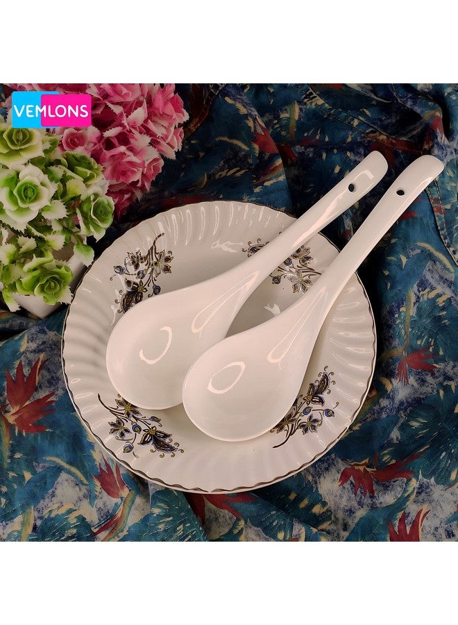Vemlons Serving Spoon Long Handle Spoon Set, Ceramic Tableware Service Spoon (Set of 2 Pieces) - Image 5