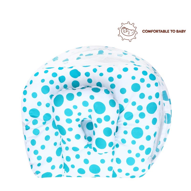 Fareto® New Born Baby Combo of Mattress with Net & Hooded Blanket(0-6Months)(PI: Circle Blue) - Image 4