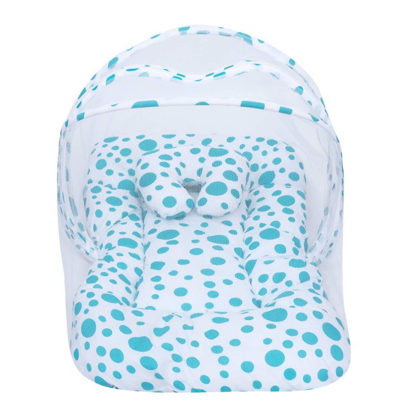 Fareto® New Born Baby Combo of Mattress with Net & Hooded Blanket(0-6Months)(PI: Circle Blue) - Image 3