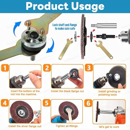 Sunkizzrs® Electric Drill Variable Angle Grinder Connecting Round Rod Handle Converter with 80mm Extension Connecting Rod — M10 Arbor Mandrel Cutting Tool Accessories for Angle Grinder Drill - Image 4