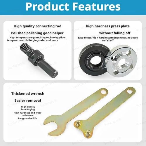 Sunkizzrs® Electric Drill Variable Angle Grinder Connecting Round Rod Handle Converter with 80mm Extension Connecting Rod — M10 Arbor Mandrel Cutting Tool Accessories for Angle Grinder Drill - Image 3