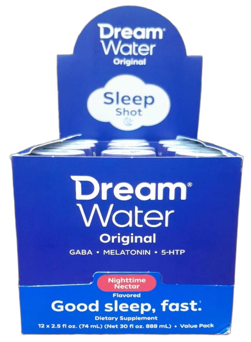 Dream Water Original Melatonin 5mg, Nighttime Nectar, 12x74ml Packaging May Vary - Image 1