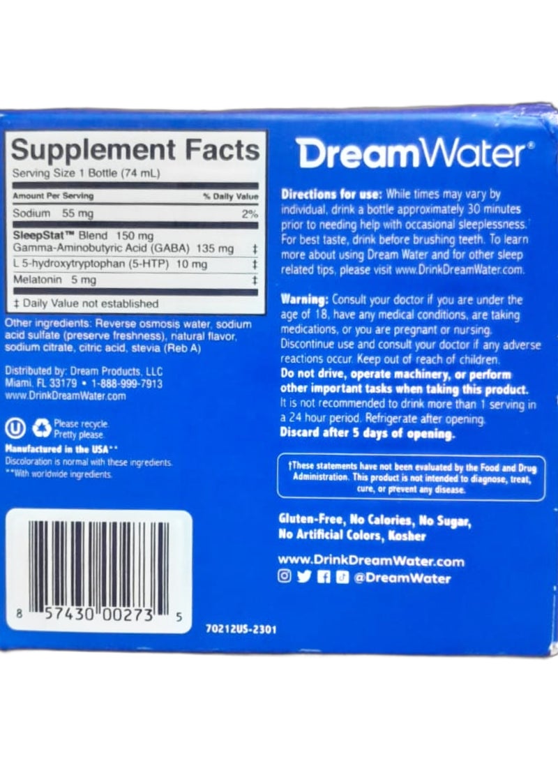 Dream Water Original Melatonin 5mg, Nighttime Nectar, 12x74ml Packaging May Vary - Image 3