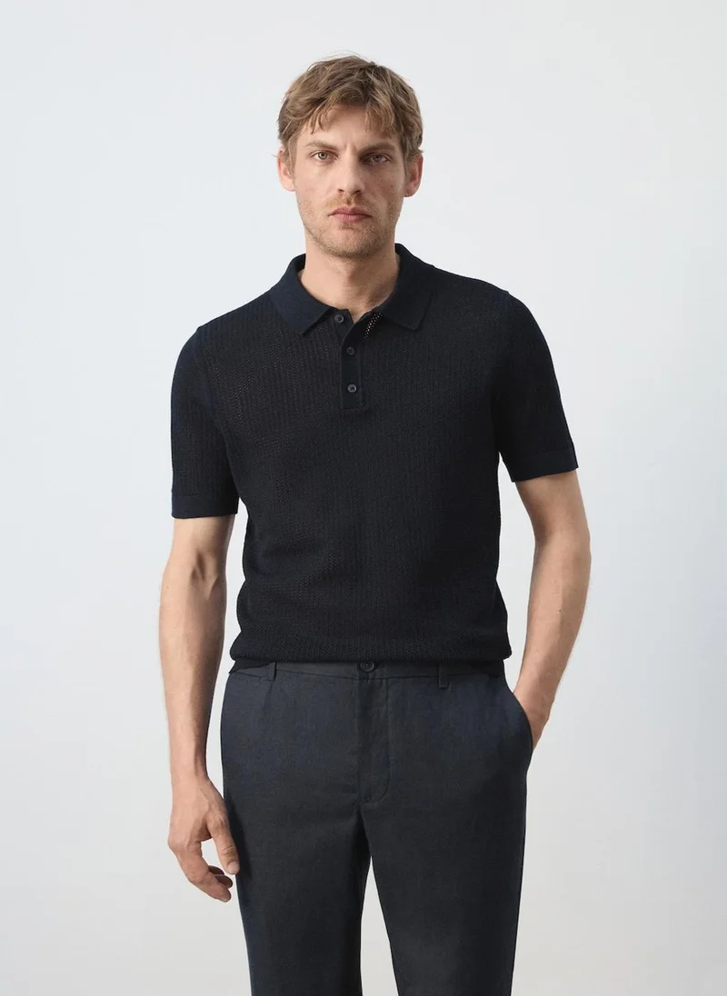 Open-Knit 100% Cotton Polo