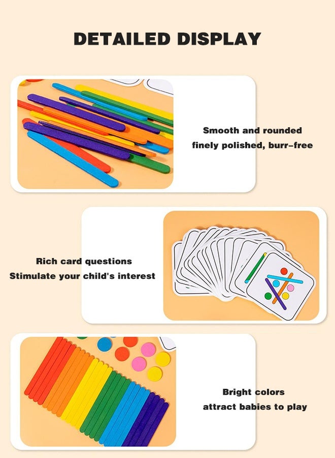 أورجنيزر ألغاز التفكير الخشبية للأطفال بألوان قوس قزح، ألغاز عصا الآيس كريم DIY، ألعاب الطاولة، تحدي مونتيسوري، إقران الأشكال، ألعاب تعليمية لإدراك الألوان - Image 4