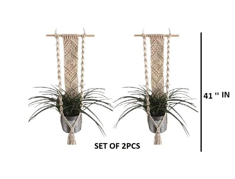 Dxyz Cotton Rope Flower Pot Holder, Ivory, 2 Pieces - Image 2
