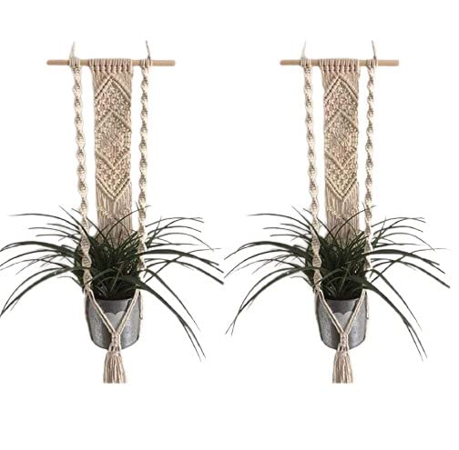 Dxyz Cotton Rope Flower Pot Holder, Ivory, 2 Pieces - Image 1