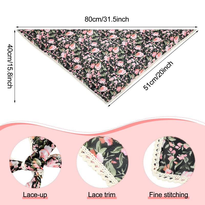 Dingion 6 Pcs Floral Hair Bandanas Head Kerchief Women Bandana Print Chiffon Hair Scarf Triangle Head Kerchief with Ties(Fresh Color) - Image 2
