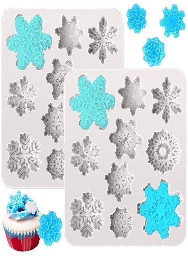 RHLOVY Snowflake Silicone Fondant Mold Baking Molds for Christmas Chocolate Dessert Candy Cake Decoration 2pcs - Image 1