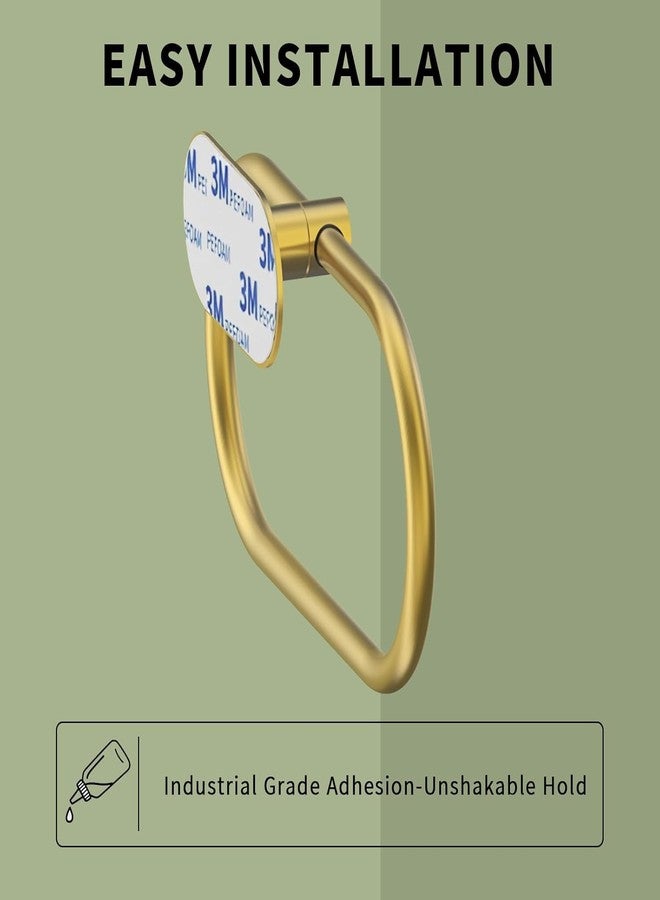 Oslen Self Adhesive Towel Holder for Bathroom Gold Finish No Drill Hand Towel Ring Stainless Steel and Zinc Alloy Self Adhesive Towel Hanger for Bath, Kitchen - Image 5