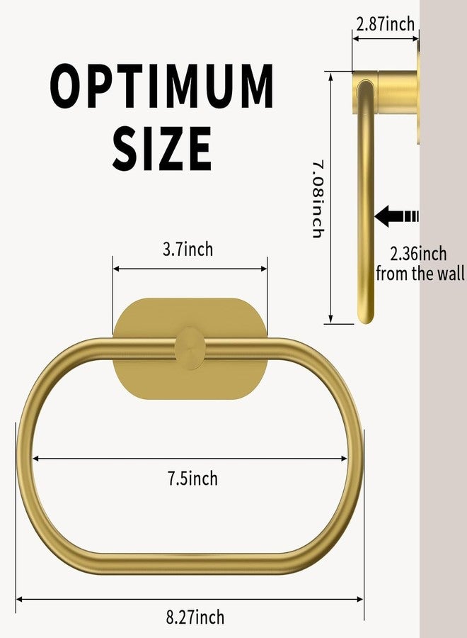 Oslen Self Adhesive Towel Holder for Bathroom Gold Finish No Drill Hand Towel Ring Stainless Steel and Zinc Alloy Self Adhesive Towel Hanger for Bath, Kitchen - Image 4