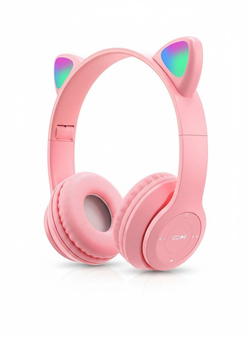 "Original P47m Wireless Bluetooth Headphones - Cute Cat-Ear Design for Girls, Compatible with iPhone and Samsung, Gaming Headset for Kids, Supports AUX, TF Card, and Radio, Perfect for Computer Use-p47m" - Image 1