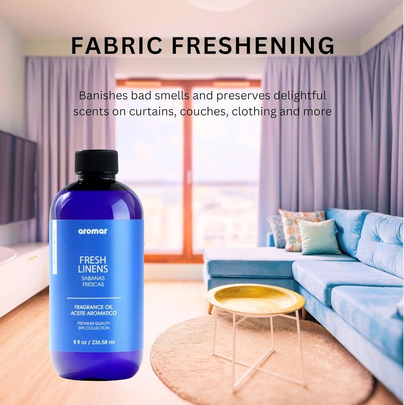 aromar Premium Fragrance Oil, Long-Lasting, Reinvigorating Uplifting Aroma for Aromatherapy, Relaxation & Household Uses. Fresh Linen 8oz - Image 5